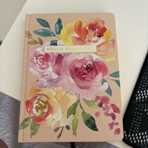 Floral Notebook with 'Hello Beautiful' Text